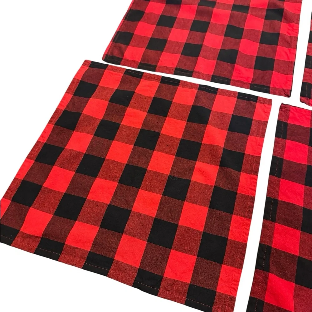Set of 6‎ Red and Black Buffalo Plaid Fabric Napkins 19